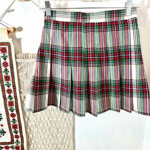 Aerie Christmas Plaid Pleated Perfect School Girl Skirt Red, Green, White XS